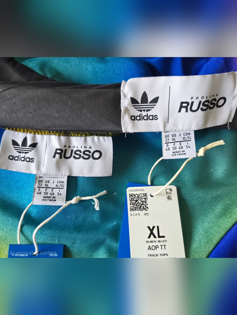 NWT Adidas Originals x Paolina Russo Crop Track Jacket & Bike Shorts Set | XL - Picture 4 of 4